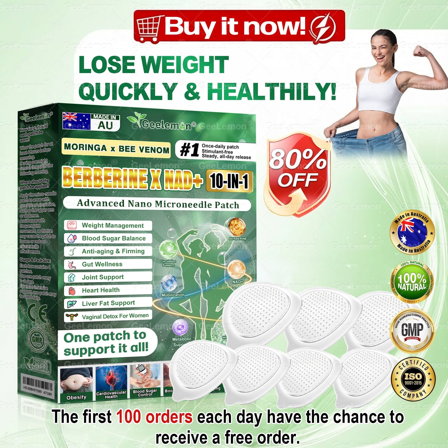 Official AUS Store 🇦🇺  | 𝐆𝐞𝐞𝐋𝐞𝐦𝐨𝐧® Moringa · Berberine × NAD+ 𝟏𝟎-𝐢𝐧-𝟏 𝐀𝐝𝐯𝐚𝐧𝐜𝐞𝐝 𝐍𝐚𝐧𝐨 𝐌𝐢𝐜𝐫𝐨𝐧𝐞𝐞𝐝𝐥𝐞 𝐏𝐚𝐭𝐜𝐡 — 𝐎𝐧𝐜𝐞 𝐃𝐚𝐢𝐥𝐲, 𝐕𝐢𝐬𝐢𝐛𝐥𝐞 𝐑𝐞𝐬𝐮𝐥𝐭𝐬 𝐢𝐧 𝟕 𝐃𝐚𝐲𝐬