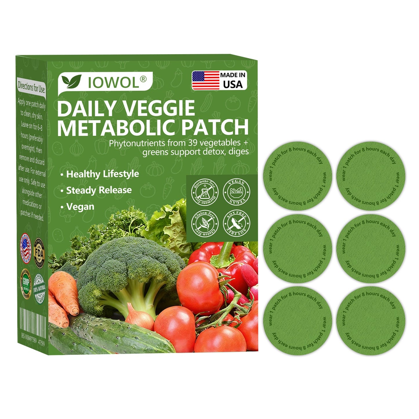 𝐈𝐎𝐖𝐎𝐋® 𝐃𝐚𝐢𝐥𝐲 𝐕𝐞𝐠𝐞𝐭𝐚𝐛𝐥𝐞 𝐌𝐞𝐭𝐚𝐛𝐨𝐥𝐢𝐜 𝐏𝐚𝐭𝐜𝐡 𝐮𝐬𝐞𝐬 𝐨𝐫𝐠𝐚𝐧𝐢𝐜 𝐯𝐞𝐠𝐞𝐭𝐚𝐛𝐥𝐞 𝐞𝐱𝐭𝐫𝐚𝐜𝐭𝐬 𝐚𝐧𝐝 𝐩𝐡𝐲𝐭𝐨𝐧𝐮𝐭𝐫𝐢𝐞𝐧𝐭𝐬 𝐟𝐫𝐨𝐦 𝟑𝟗 𝐯𝐞𝐠𝐞𝐭𝐚𝐛𝐥𝐞𝐬 + 𝐠𝐫𝐞𝐞𝐧𝐬 𝐭𝐨 𝐬𝐮𝐩𝐩𝐨𝐫𝐭 𝐝𝐞𝐭𝐨𝐱, 𝐝𝐢𝐠𝐞𝐬𝐭𝐢𝐨𝐧 & 𝐦𝐞𝐭𝐚𝐛𝐨𝐥𝐢𝐜 𝐫𝐞𝐬𝐞𝐭, 𝐚𝐧𝐝 𝐛𝐨𝐨𝐬𝐭 𝐞𝐧𝐞𝐫𝐠𝐲 𝐟𝐨𝐫 𝐚𝐥𝐥-𝐝𝐚𝐲 𝐰𝐞𝐥𝐥𝐧𝐞𝐬𝐬.