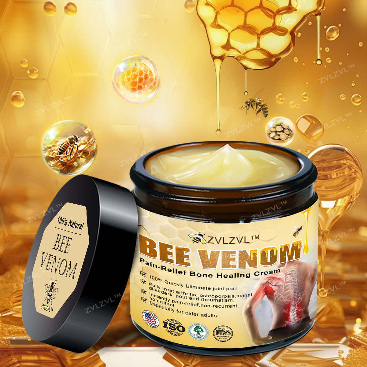 ZVLZVL™ Bee Venom Instant Pain Relief Arthritis Therapy Cream